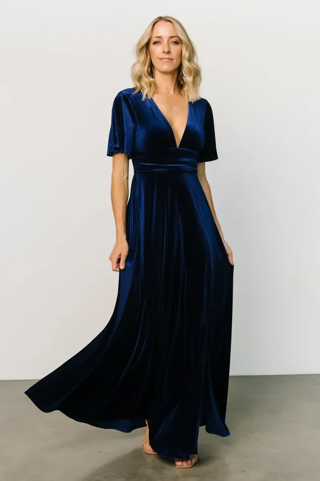 Women Berenice Velvet Maxi Dress Navy Baltic Born Maxi Dresses Women Berenice Velvet Maxi Dress Navy Baltic Born Maxi Dresses