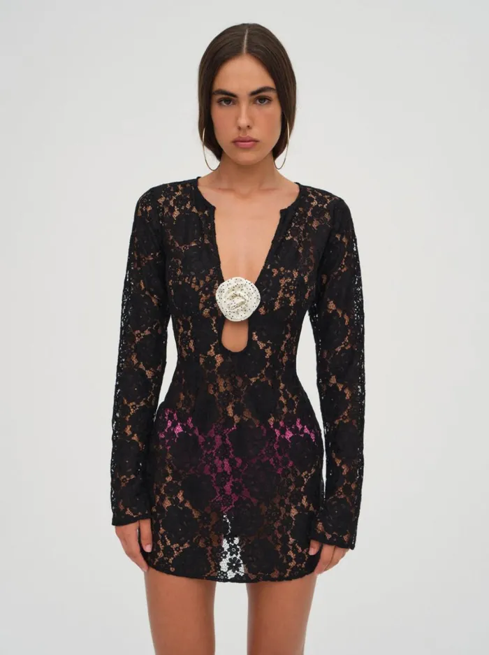 Women Bergett Lace Mini Dress Black For Love and Lemons Dresses