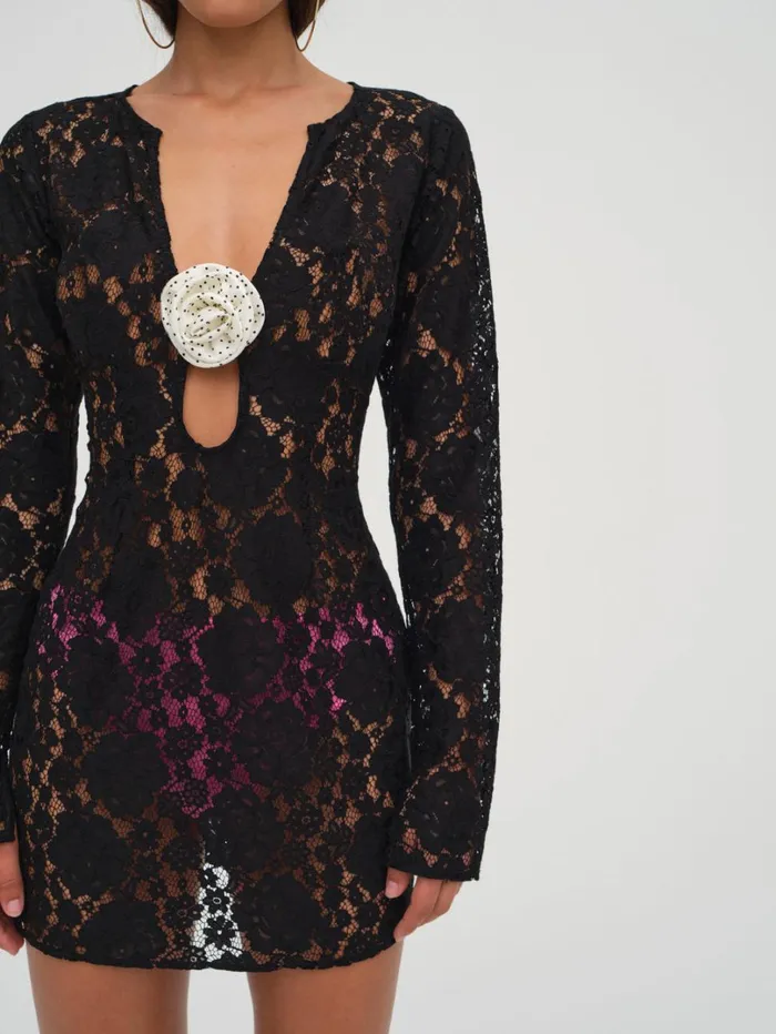 Women Bergett Lace Mini Dress Black For Love and Lemons Dresses