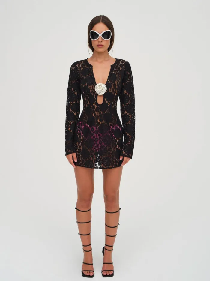 Women Bergett Lace Mini Dress Black For Love and Lemons Dresses