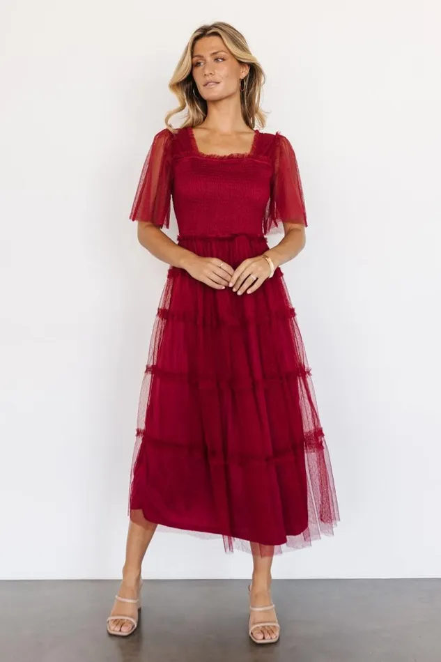 Women Bexley Tulle Dress Wine Baltic Born Tulle Styles