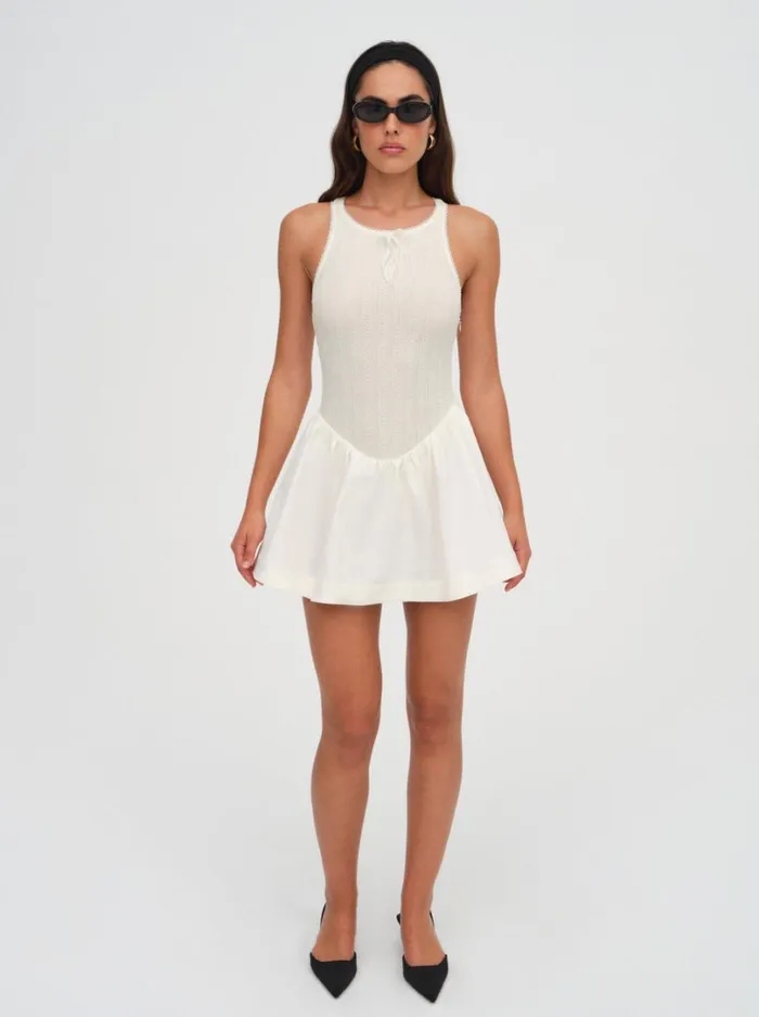 Women Billie Pointelle Mini Dress Ivory For Love and Lemons Dresses