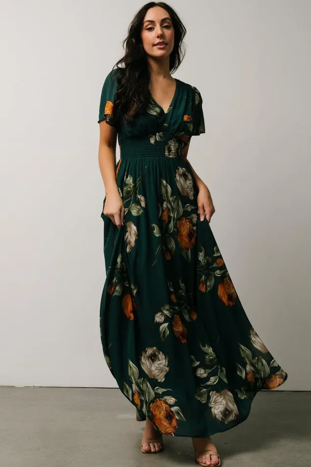 Women Birdie Maxi Dress Deep Topaz Floral Baltic Born Maxi Dresses