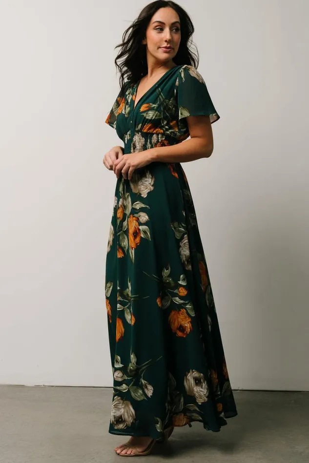 Women Birdie Maxi Dress Deep Topaz Floral Baltic Born Maxi Dresses Women Birdie Maxi Dress Deep Topaz Floral Baltic Born Maxi Dresses
