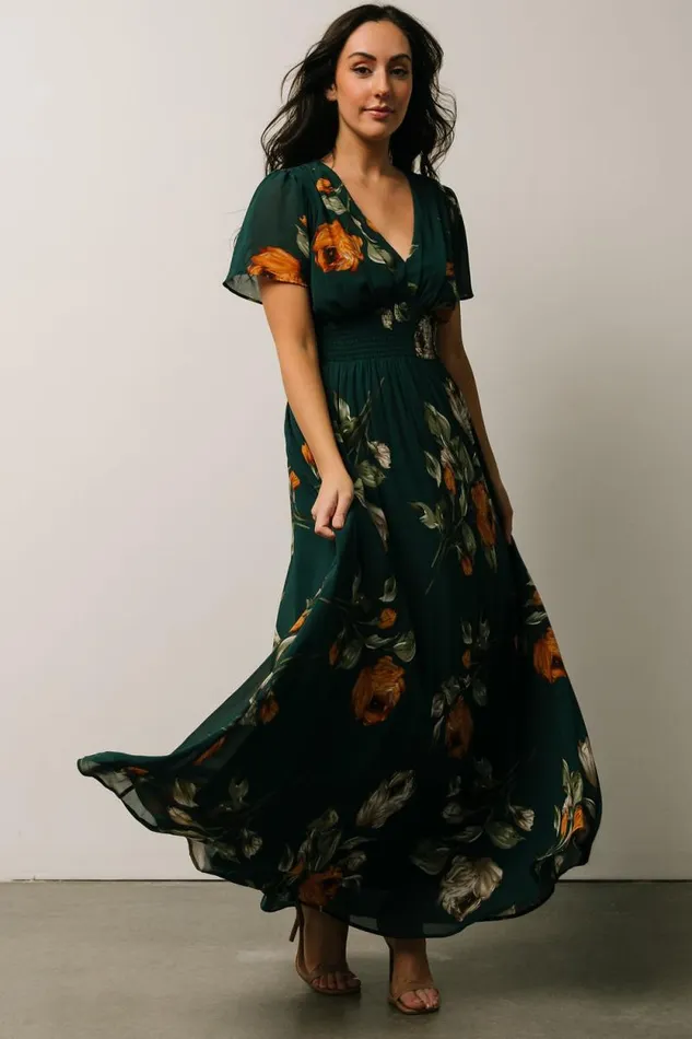 Women Birdie Maxi Dress Deep Topaz Floral Baltic Born Maxi Dresses Women Birdie Maxi Dress Deep Topaz Floral Baltic Born Maxi Dresses