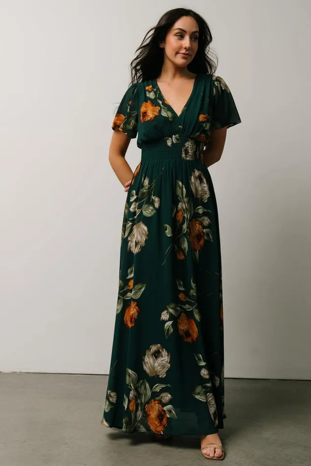 Women Birdie Maxi Dress Deep Topaz Floral Baltic Born Maxi Dresses Women Birdie Maxi Dress Deep Topaz Floral Baltic Born Maxi Dresses