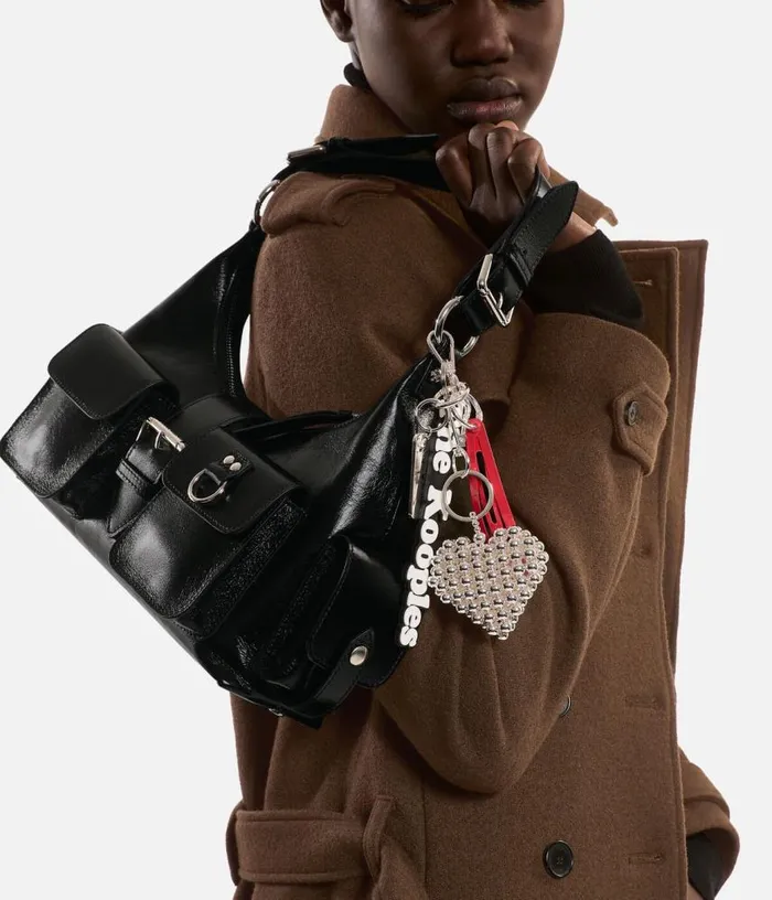 Women Black And White Logo Bag Charm THE KOOPLES Bags