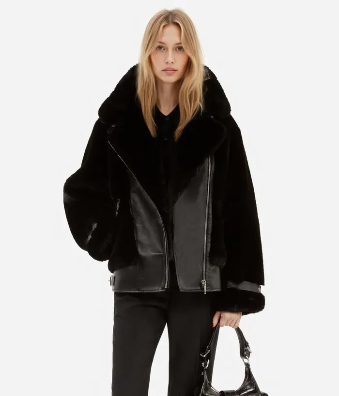 Women Black Fureffect Aviator Jacket THE KOOPLES Coats and Jackets