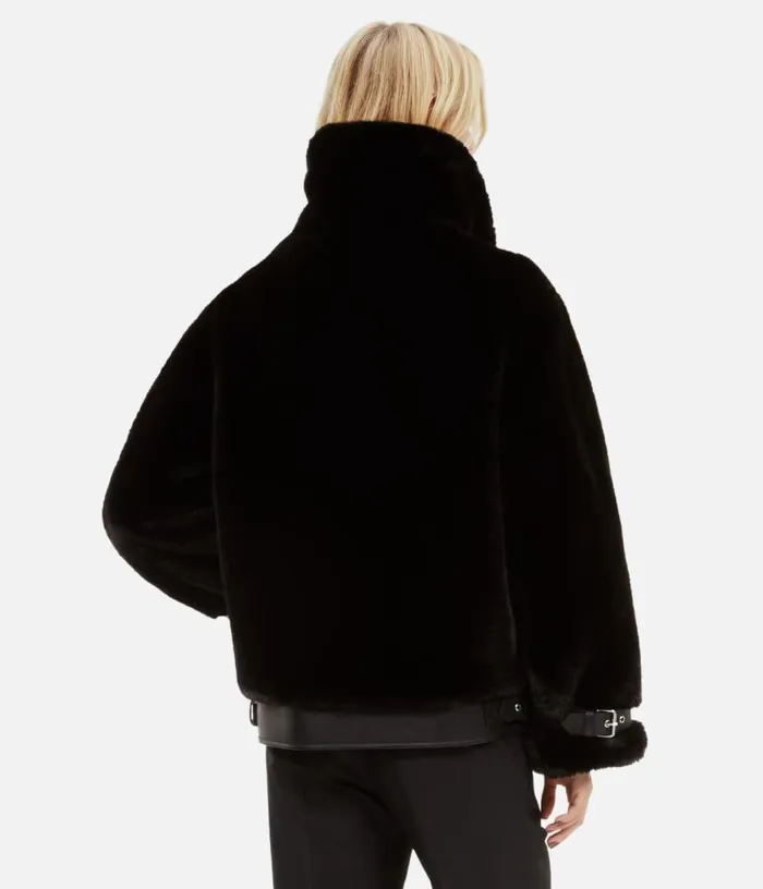 Women Black Fureffect Aviator Jacket THE KOOPLES Coats and Jackets