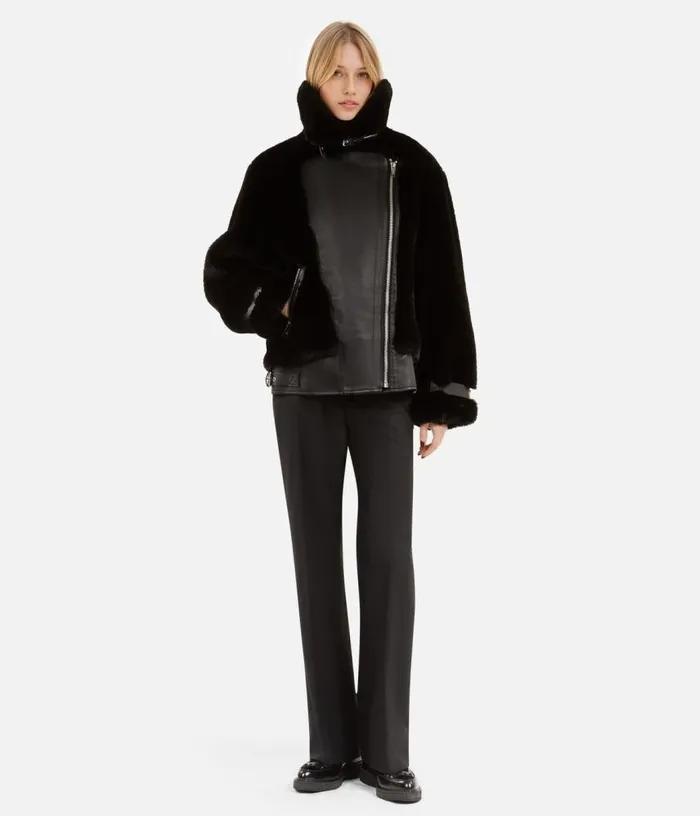 Women Black Fureffect Aviator Jacket THE KOOPLES Coats and Jackets