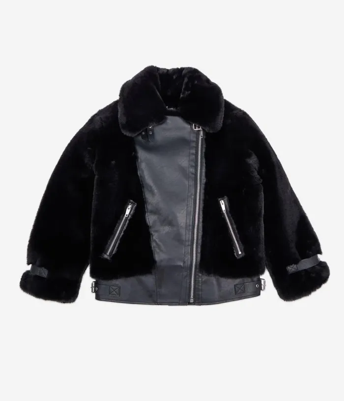 Women Black Fureffect Aviator Jacket THE KOOPLES Coats and Jackets
