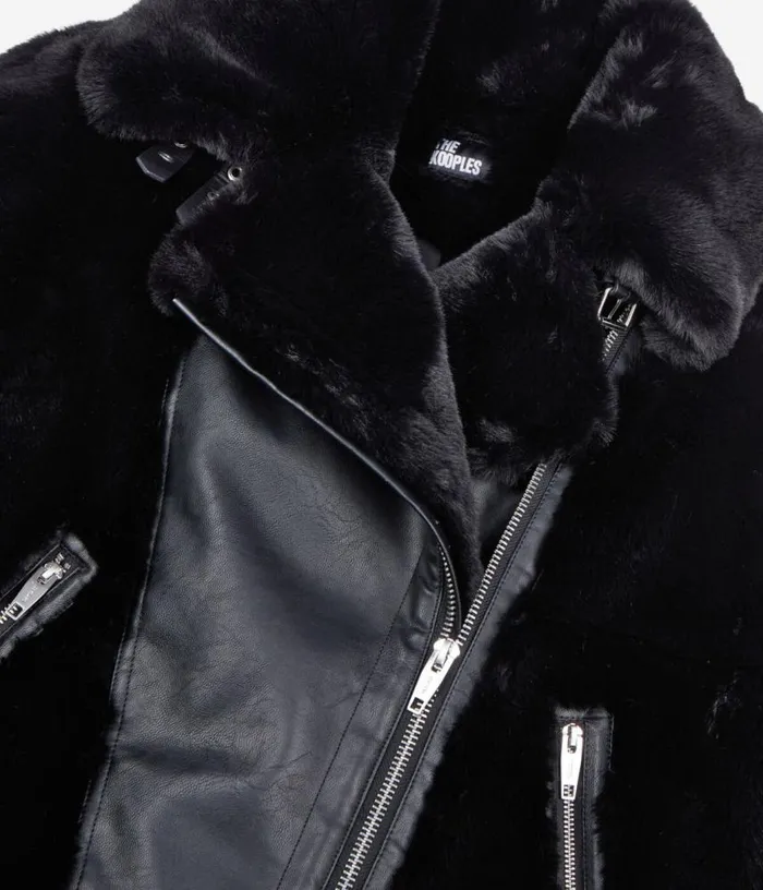 Women Black Fureffect Aviator Jacket THE KOOPLES Coats and Jackets