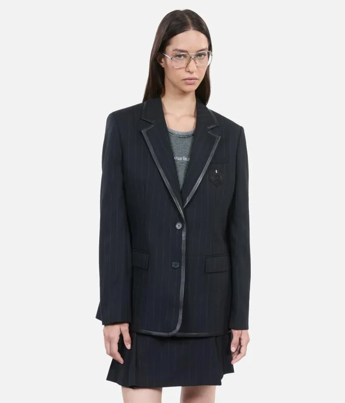 Women Black Striped Woolblend Jacket THE KOOPLES Blazers and Suits