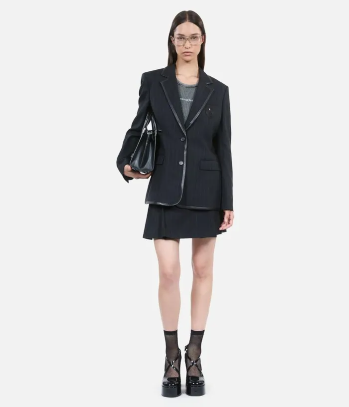 Women Black Striped Woolblend Jacket THE KOOPLES Blazers and Suits