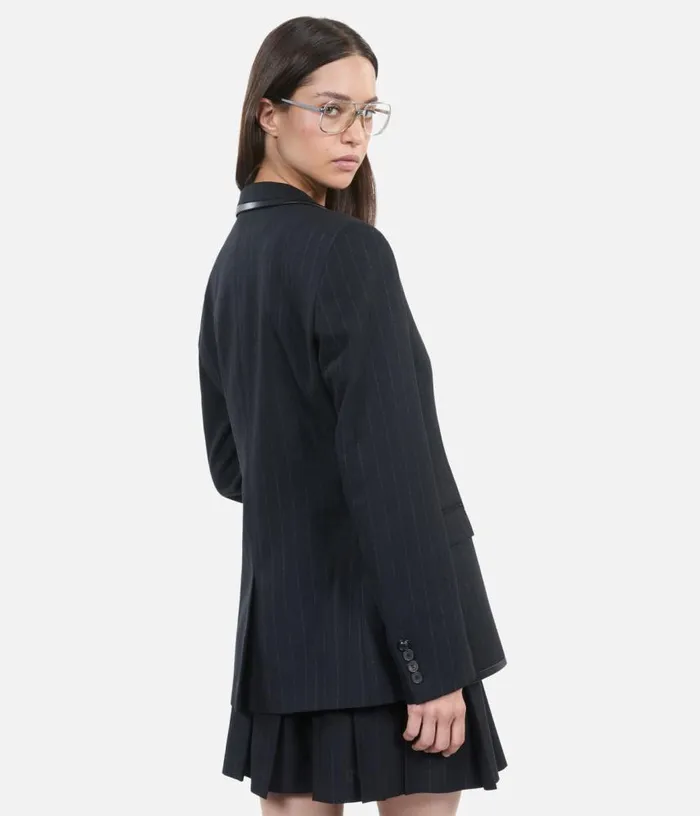 Women Black Striped Woolblend Jacket THE KOOPLES Blazers and Suits