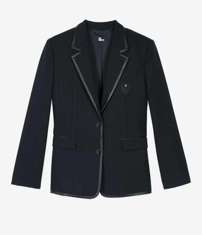 Women Black Striped Woolblend Jacket THE KOOPLES Blazers and Suits