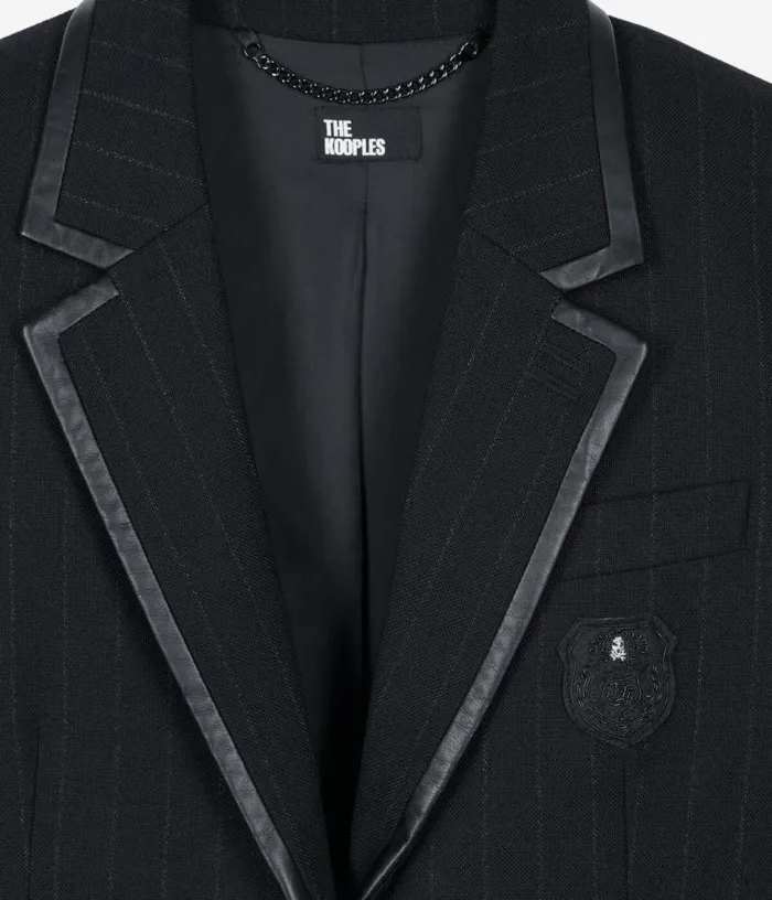 Women Black Striped Woolblend Jacket THE KOOPLES Blazers and Suits