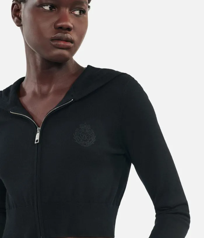 Women Black Wool Hooded Cardigan THE KOOPLES Sweaters