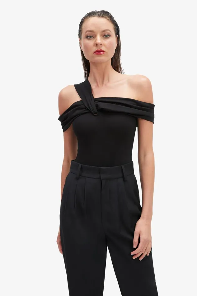 Women Bodysuits Bardot Arie Knit Bodysuit In Black Black