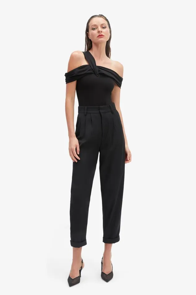 Women Bodysuits Bardot Arie Knit Bodysuit In Black Black