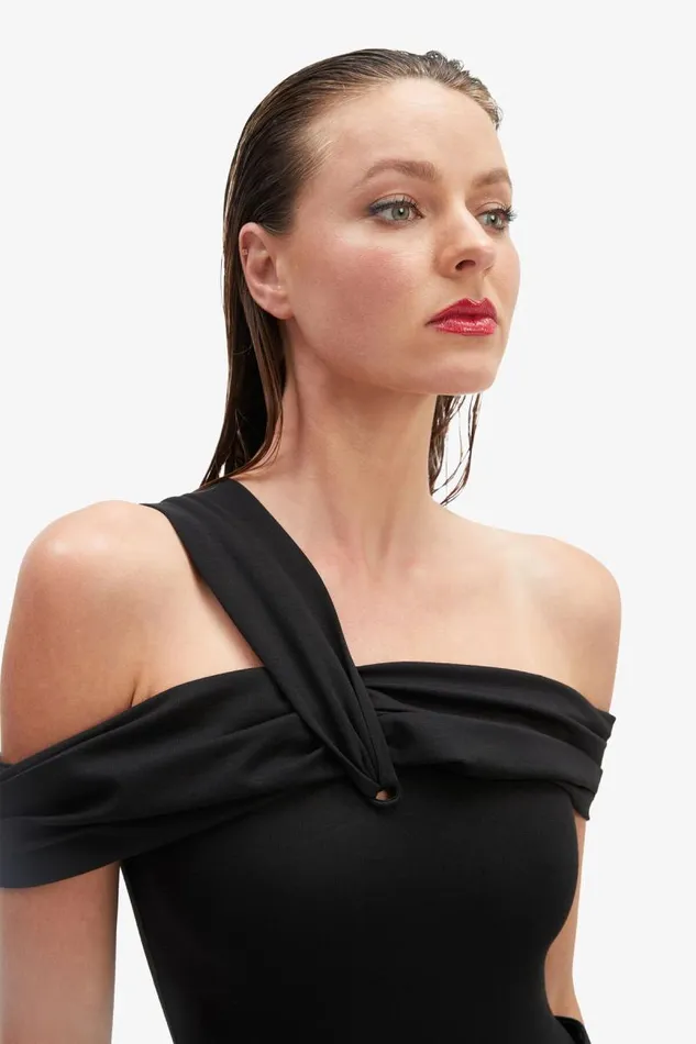Women Bodysuits Bardot Arie Knit Bodysuit In Black Black
