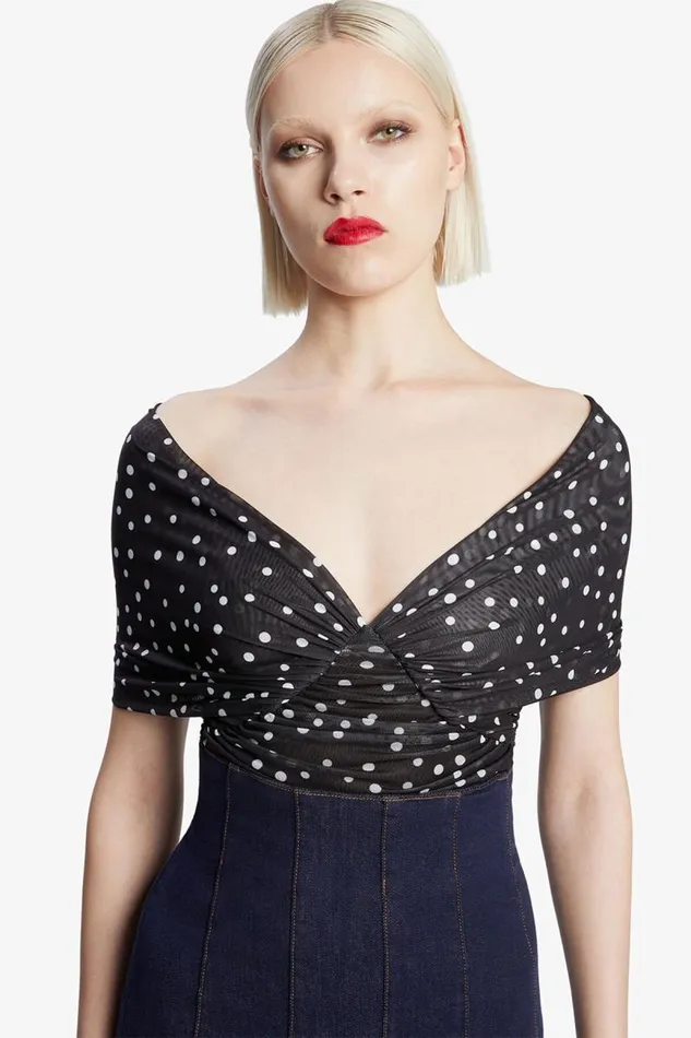 Women Bodysuits Bardot Vespera Spot Mesh Bodysuit In Black Spot Black Spot Women Bodysuits Bardot Vespera Spot Mesh Bodysuit In Black Spot Black Spot