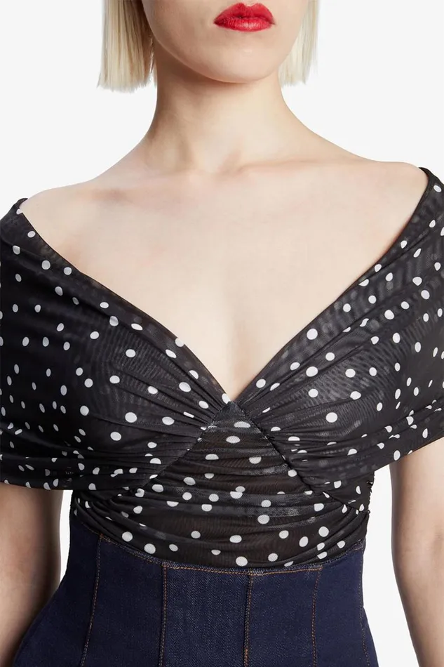 Women Bodysuits Bardot Vespera Spot Mesh Bodysuit In Black Spot Black Spot Women Bodysuits Bardot Vespera Spot Mesh Bodysuit In Black Spot Black Spot