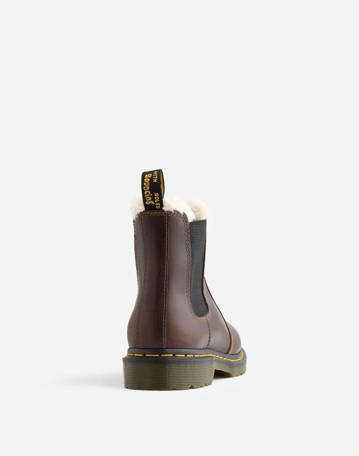 Women Boots Madewell Dr Martens 2976 Lenore Faux FurLined Chelsea Boots Dark Khaki Orleans