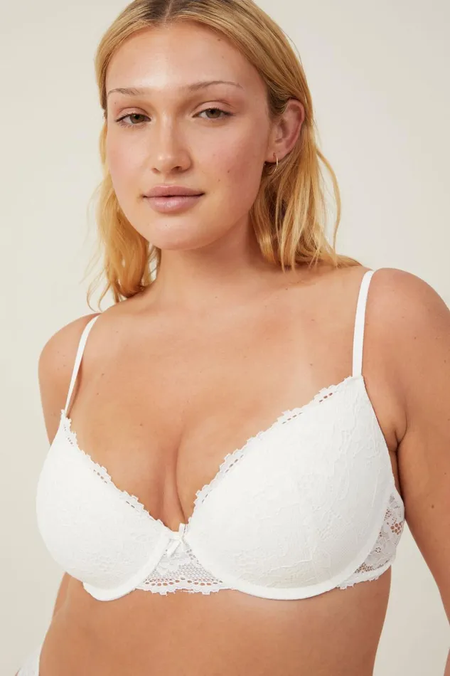 Women Bras Cotton On Everyday Lace Lightly Lined Bra Cream