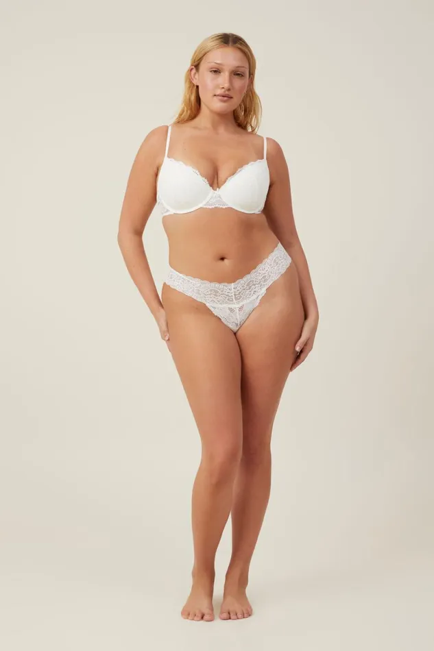 Women Bras Cotton On Everyday Lace Lightly Lined Bra Cream