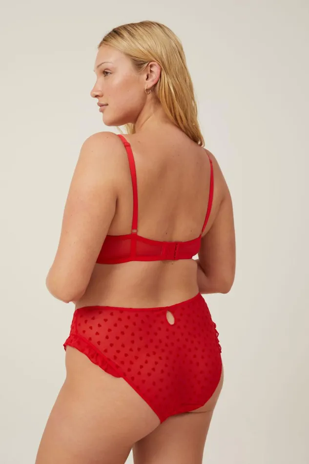 Women Bras Cotton On Sasha Embroidery Mesh Underwire Bra Scarlett Red
