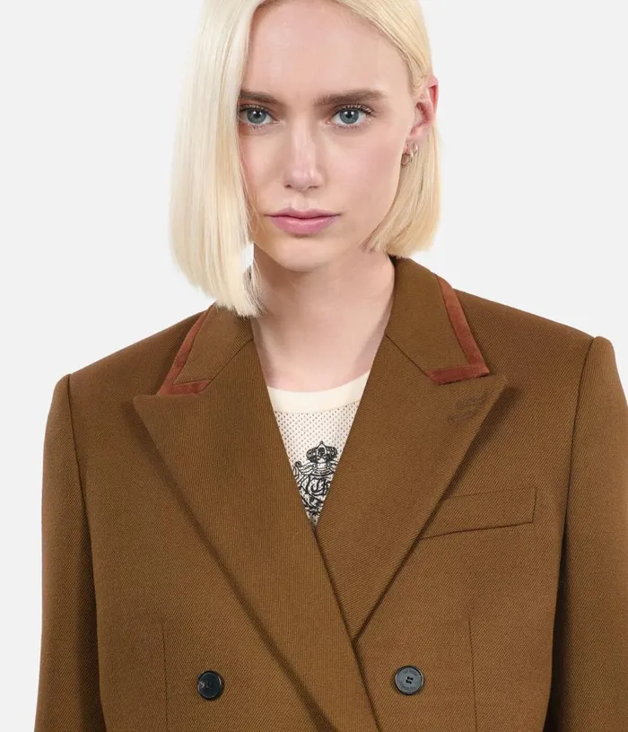 Women Brown Wool Suit Jacket THE KOOPLES Blazers and Suits