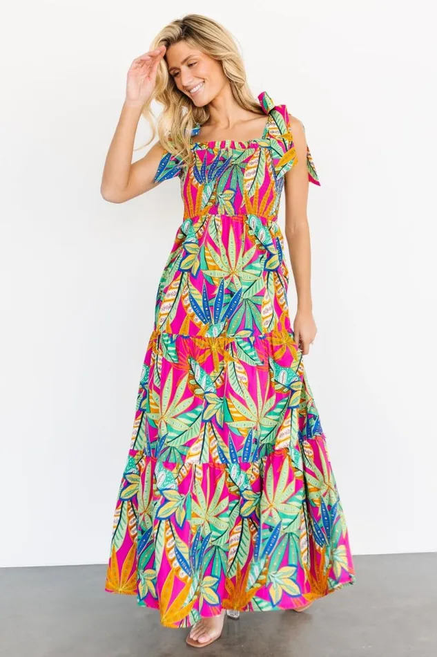 Women Cabana Maxi Dress Green Fuchsia Multi Baltic Born Maxi Dresses