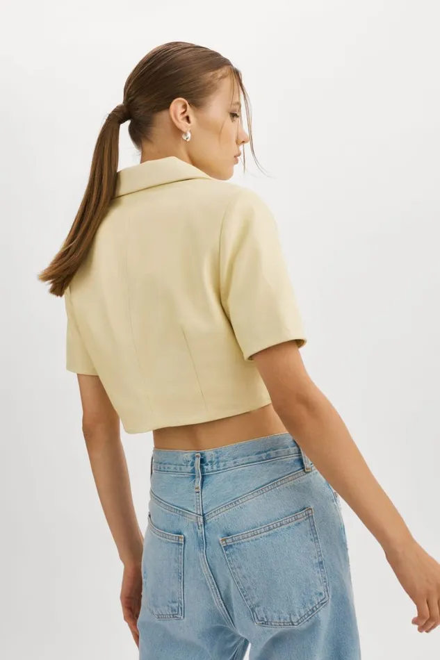 Women CALATEA Short Sleeve Blazer Buttermilk LAMARQUE Leather Jackets
