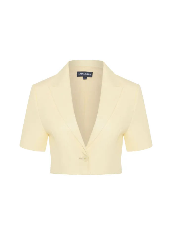 Women CALATEA Short Sleeve Blazer Buttermilk LAMARQUE Leather Jackets