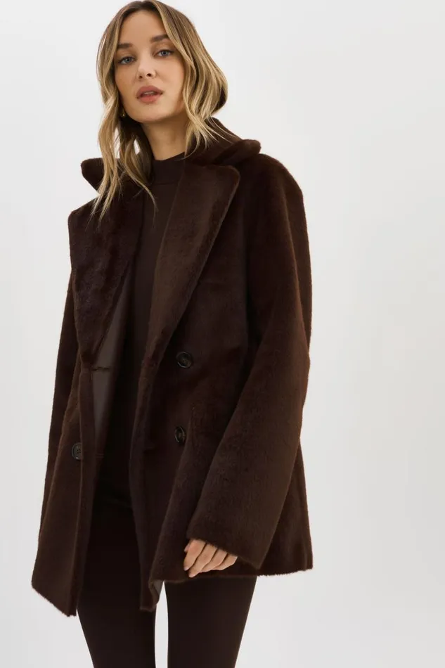 Women CAMILLE Faux Shearling Reversible Coat Mahogany LAMARQUE Sherpa Women CAMILLE Faux Shearling Reversible Coat Mahogany LAMARQUE Sherpa