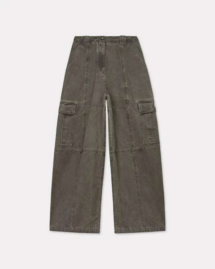 Women Cargo Pants In Cotton Canvas Taupe Kenzo Pants And Shorts