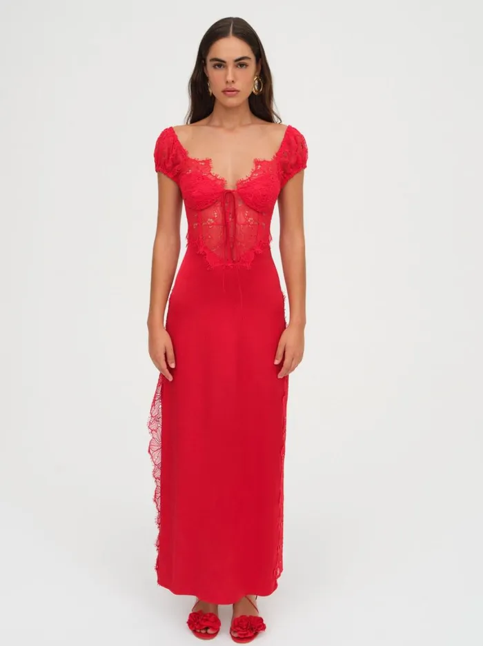 Women Casey Maxi Dress Red For Love and Lemons Dresses