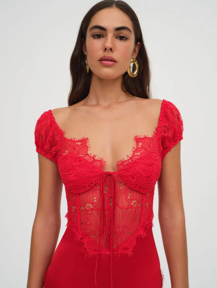Women Casey Maxi Dress Red For Love and Lemons Dresses