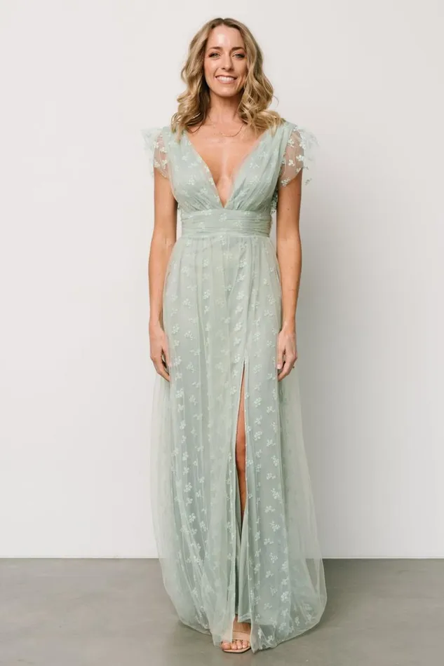 Women Caterina Tulle Maxi Dress Sage Baltic Born Tulle Styles