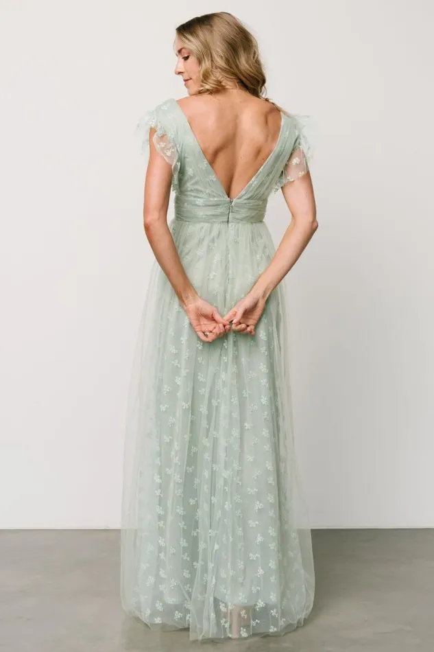 Women Caterina Tulle Maxi Dress Sage Baltic Born Tulle Styles