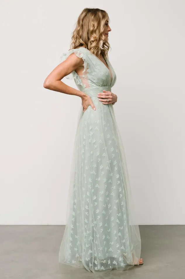 Women Caterina Tulle Maxi Dress Sage Baltic Born Tulle Styles
