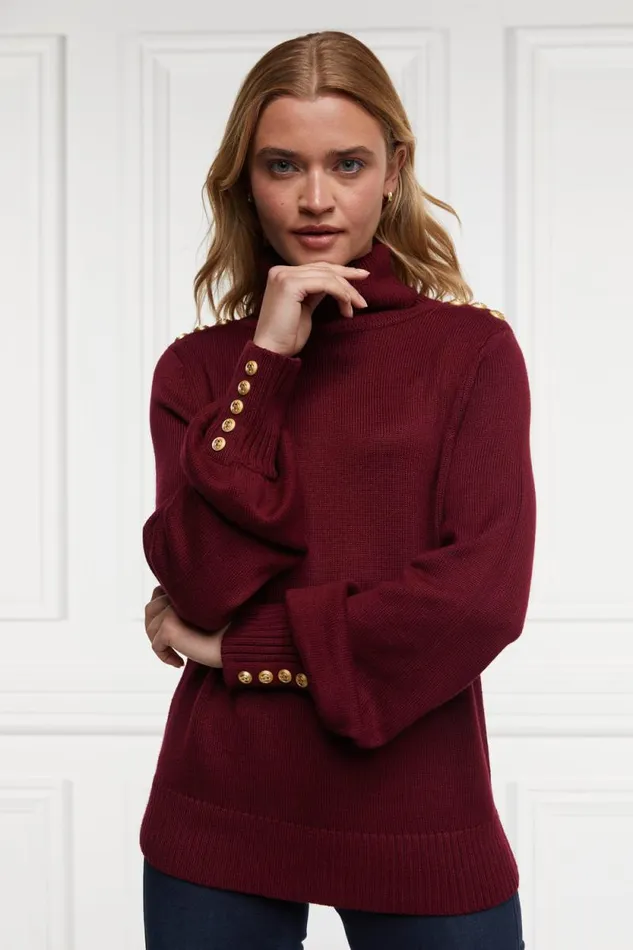 Women Chamonix Roll Neck Knit Wine Holland Cooper Knitwear Women Chamonix Roll Neck Knit Wine Holland Cooper Knitwear