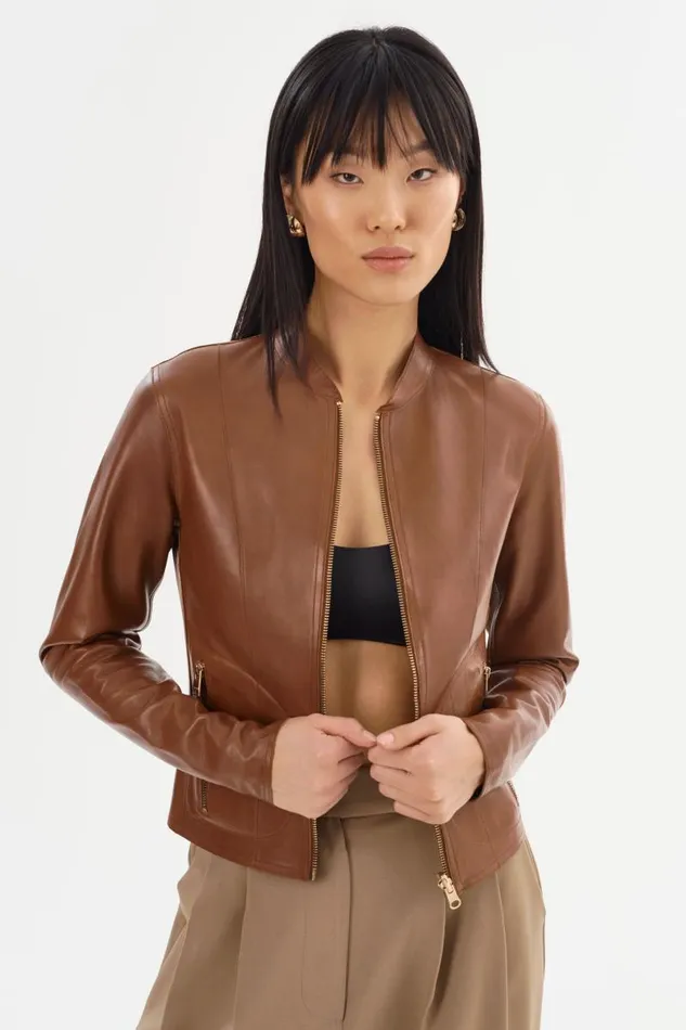 Women CHAPIN Reversible Leather Bomber Luggagegold LAMARQUE Leather Jackets