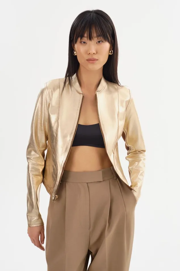 Women CHAPIN Reversible Leather Bomber Luggagegold LAMARQUE Leather Jackets Women CHAPIN Reversible Leather Bomber Luggagegold LAMARQUE Leather Jackets