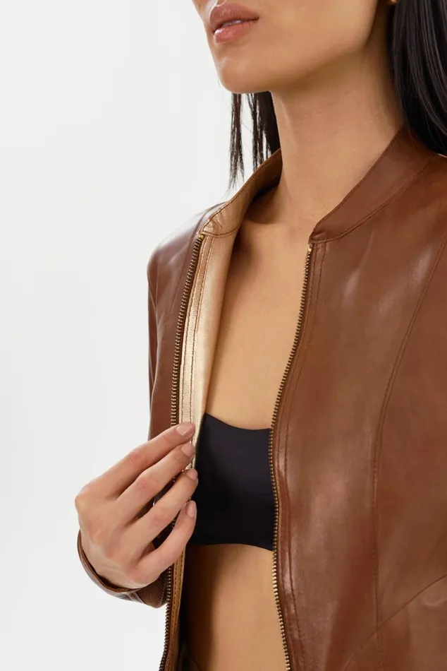 Women CHAPIN Reversible Leather Bomber Luggagegold LAMARQUE Leather Jackets Women CHAPIN Reversible Leather Bomber Luggagegold LAMARQUE Leather Jackets
