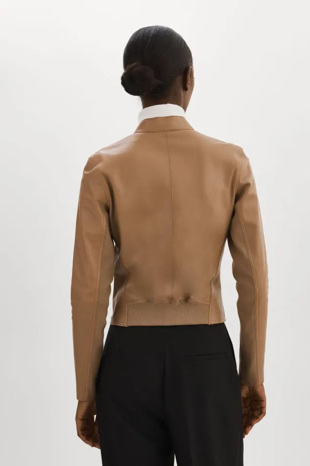 Women CHAPIN Reversible Leather Bomber Mochagold LAMARQUE Leather Jackets