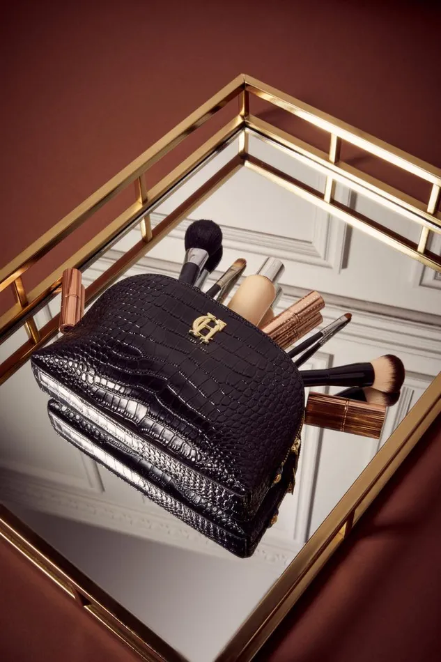 Women Chelsea Makeup Bag Black Croc Holland Cooper Makeup Bags