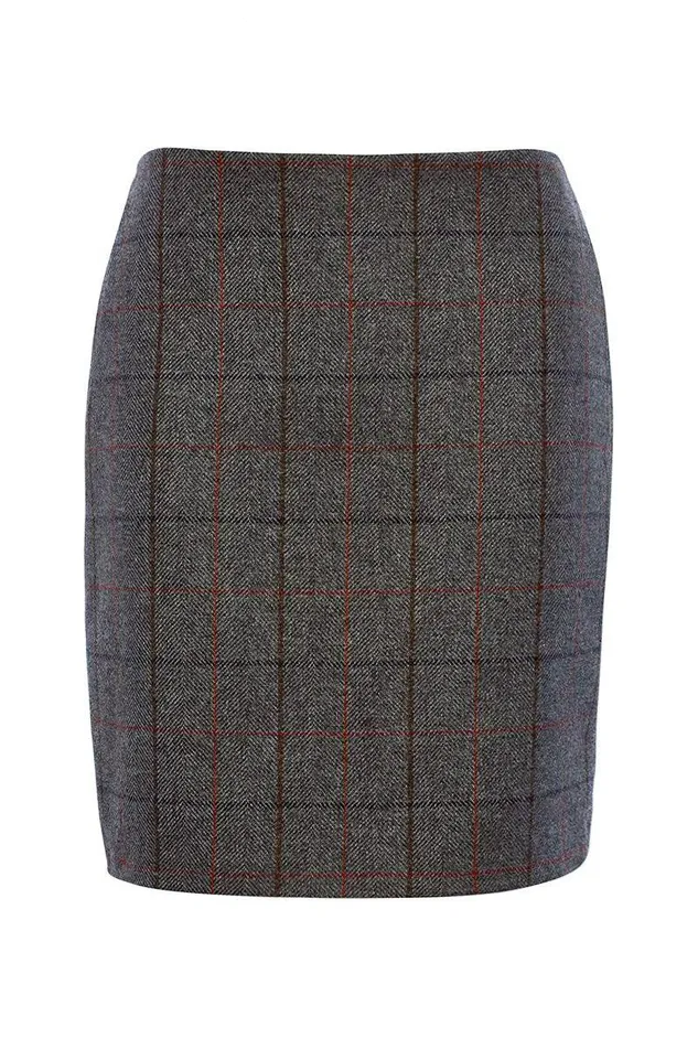Women Chelsea Skirt Mid Blue Check Holland Cooper Tailoring Women Chelsea Skirt Mid Blue Check Holland Cooper Tailoring