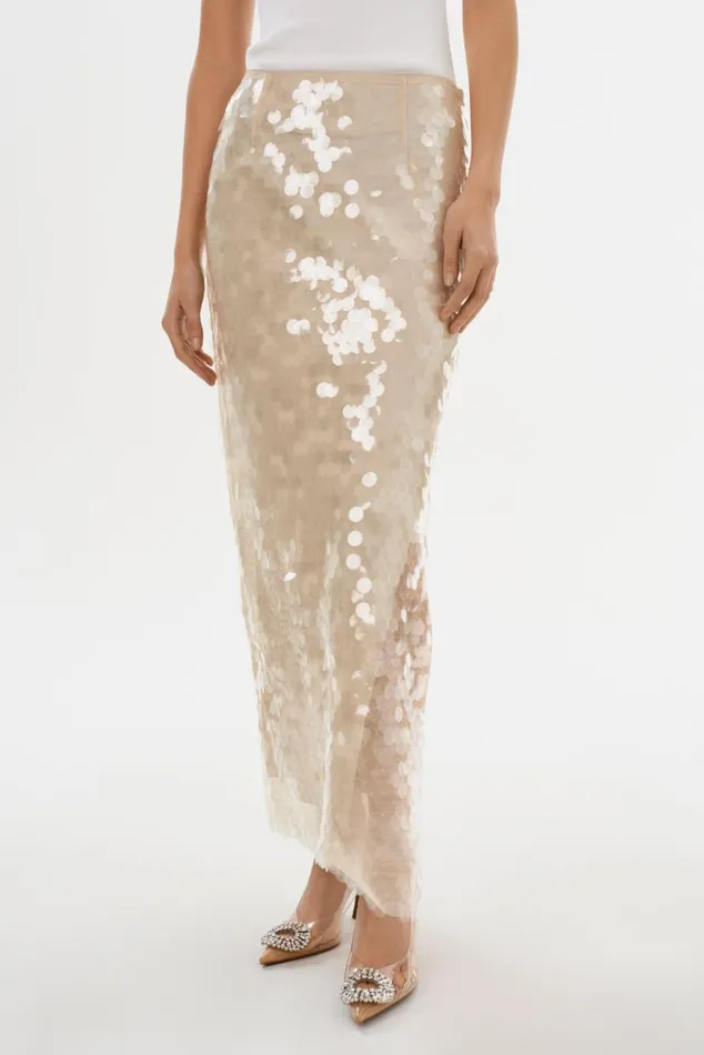 Women CLARA Sequin Midi Skirt Clear LAMARQUE Skirts